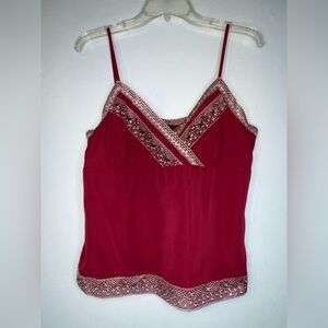 Chic Lace-Trimmed Camisole in Red